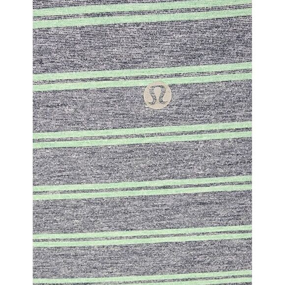 Lululemon T.H.E. Short Sleeve Shirt Striped Gray Green Heathered Mens Medium - Picture 3 of 3